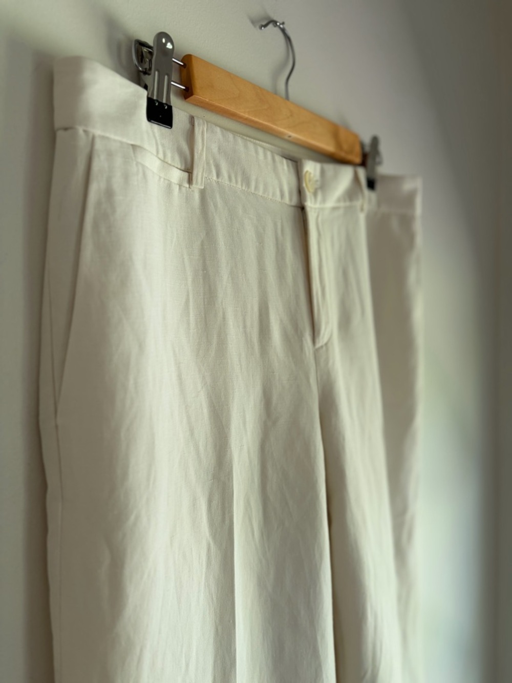Lauren Ralph Lauren Women's Andover Ivory Silk Linen Wide Leg Trousers Size 10 - Picture 2 of 5